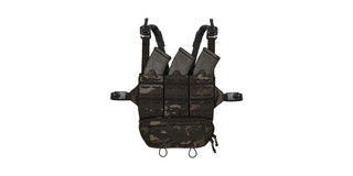 Multicam black chest rig with magazine pockets.